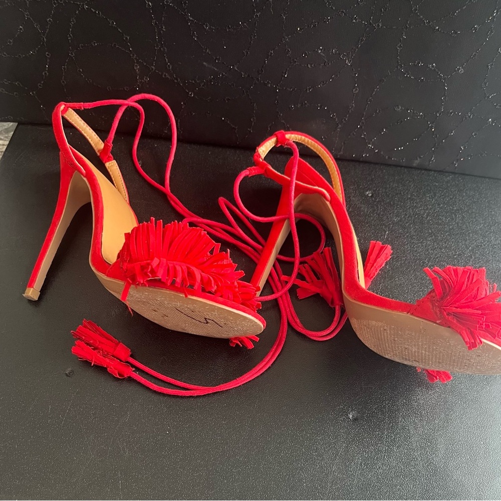 Charlotte Russe Red Fringe Heels